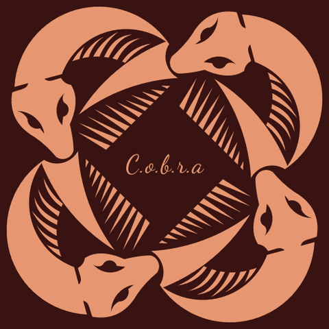 Stylized cobra heads forming a circular pattern, with the word Cobra in the center.